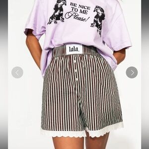 Dressed in Lala Good Fortune Boxer Shorts - mint chocolate chip and lace L/XL